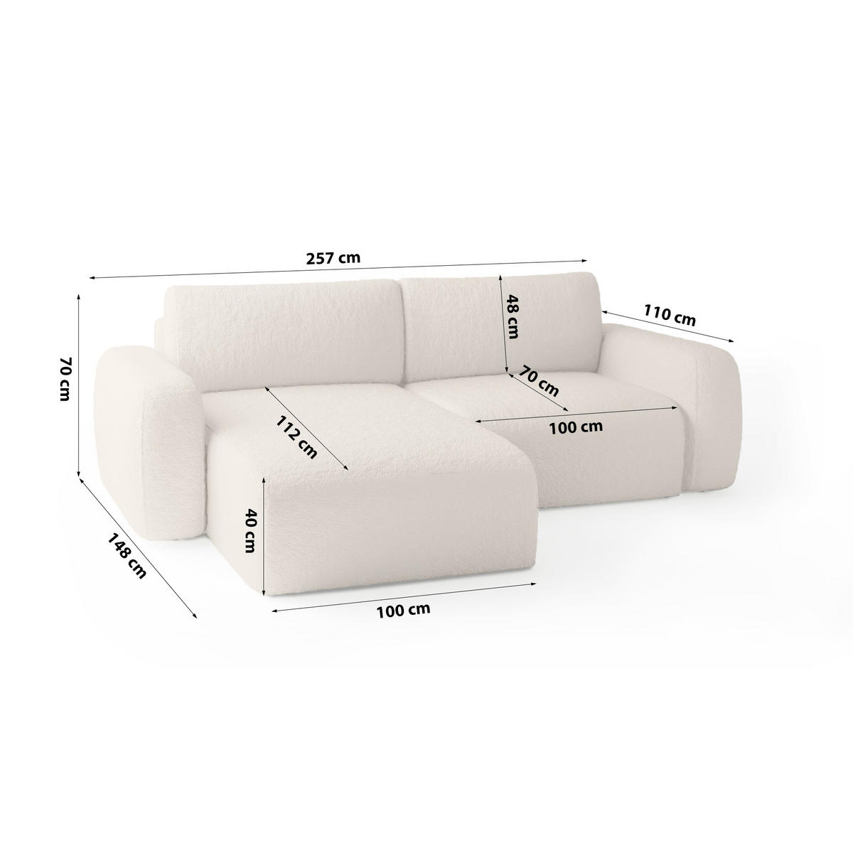 ECKSOFA Eckcouch Sassari mini Universelle Beige (Anthology 2) - Beige, Naturmaterialien (148/257cm) - Meblito