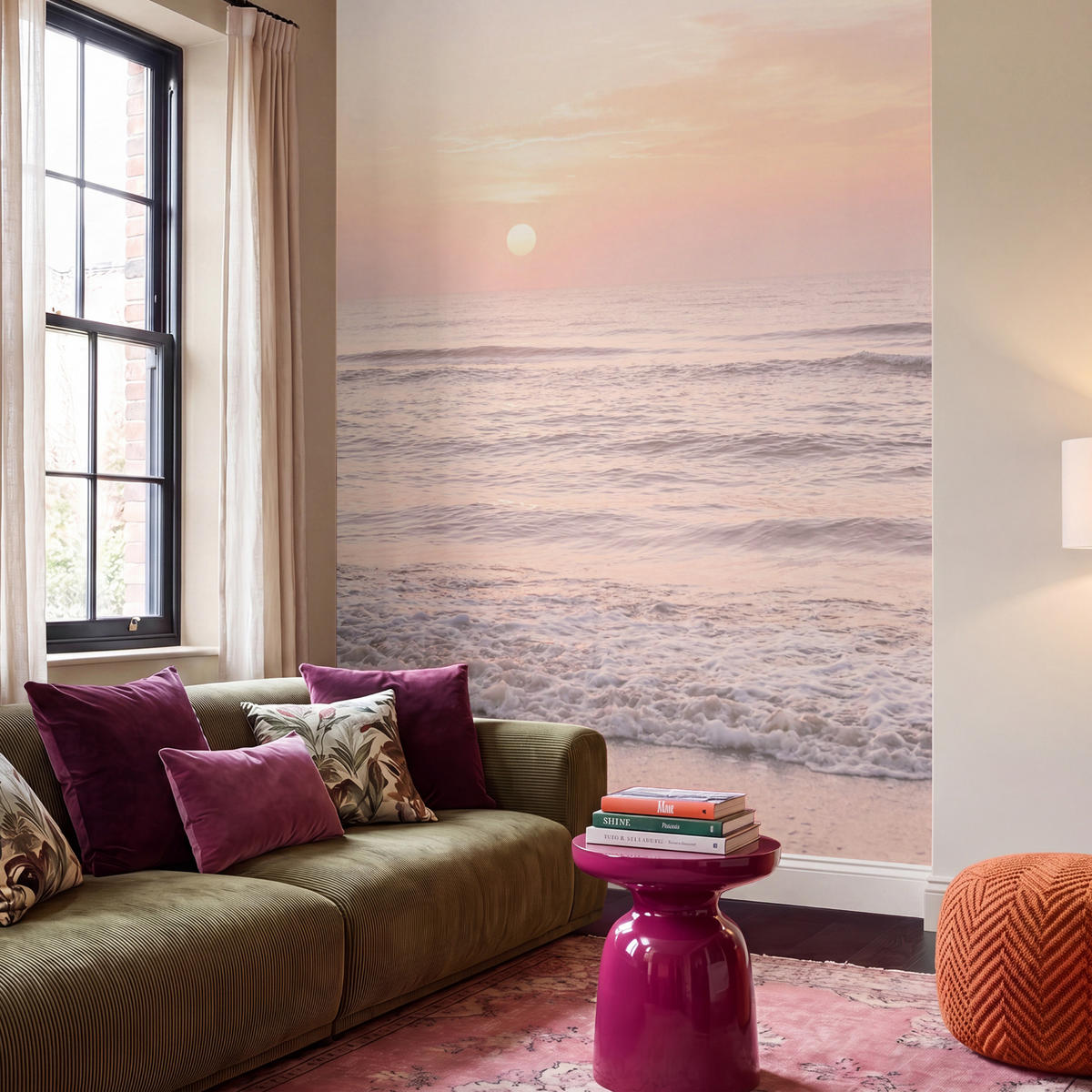 TAPETE - Sonne - Strand - Rosa - 240x280 cm - Hellrosa, Papier (240/280cm) - OnlyWow