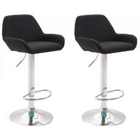 BARHOCKER 2er Set Stoff schwarz - Chromfarben/Schwarz, Textil/Metall (51/89/52cm) - CLP