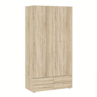 KLEIDERSCHRANK Basic Eiche Sonoma 110,7 / 52 / 214 cm - Silberfarben/Sonoma Eiche, Holz/Holzwerkstoff (110.7/214/52cm) - Feldmann-Wohnen