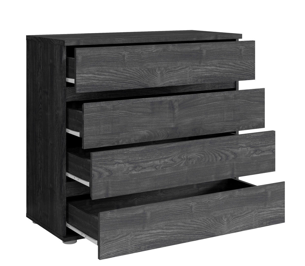KOMMODE HEIMOR 91,5/85/42cm mit 4 Schubladen Türen Schwarze Esche - Eschefarben, Holzwerkstoff (91.5/85/42cm) - MASSENO