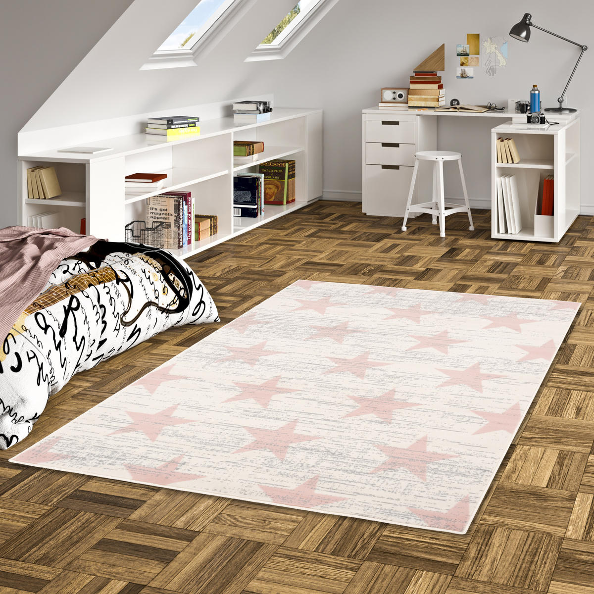 DESIGNER TEPPICH CANVAS STERNE - Rosa, Textil (80/150cm) - Pergamon