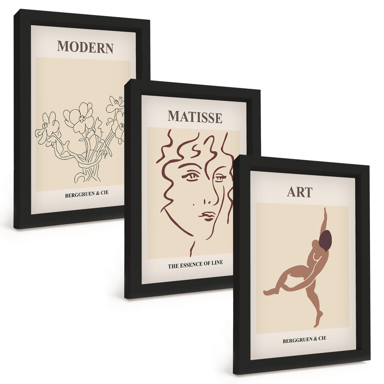 BILDER SET 3er Set - 20x30 cm Schwarzer Rahmen - Stilvolle Grafiken, Blumen, Figuren - Schwarz, Kunststoff (20/30cm) - TULUP