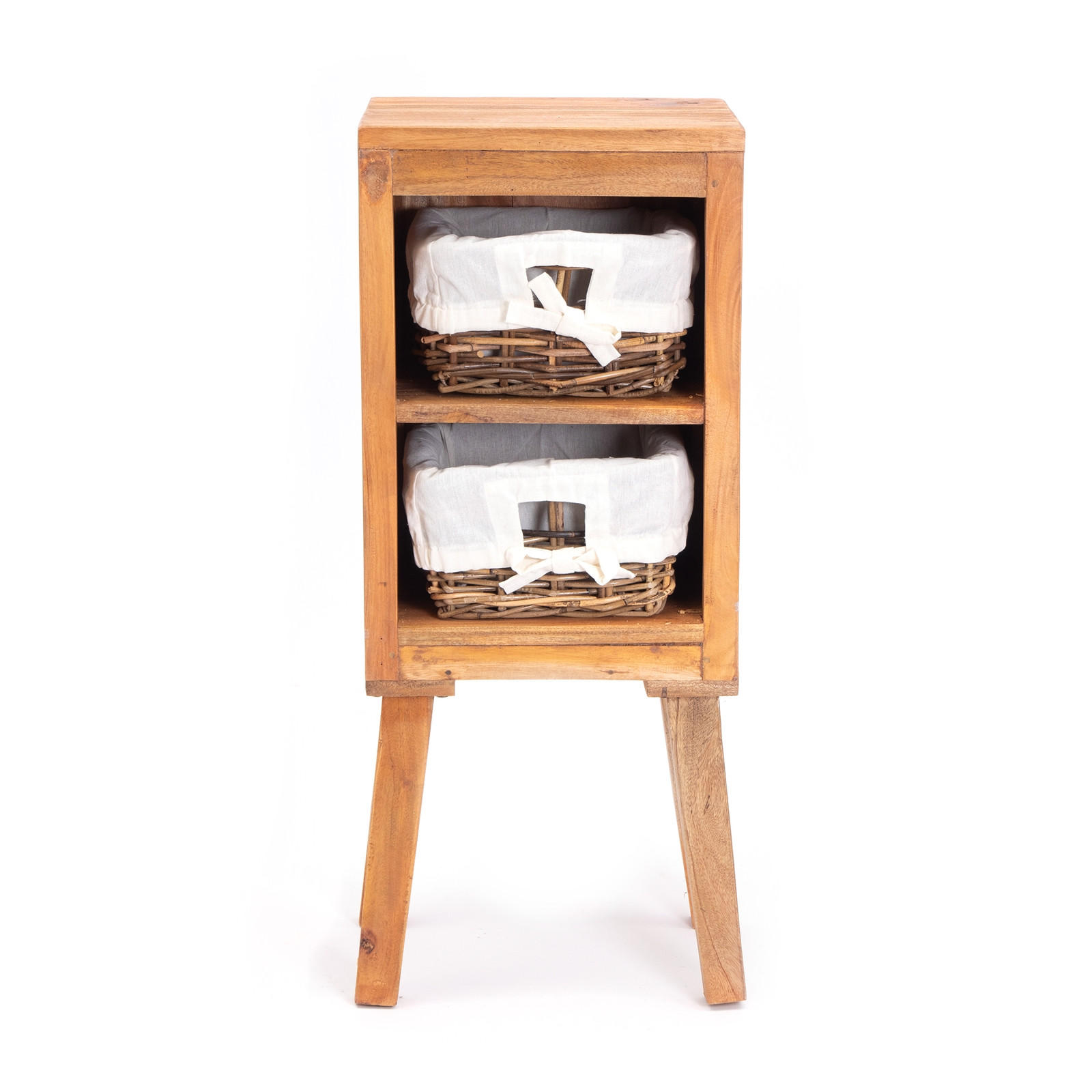 KOMMODE Willi Mahagoni Massivholz, 2 Körbe naturfarben - Naturfarben, Holz (27/32.5/78cm) - CREEDWOOD