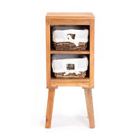 KOMMODE Willi Mahagoni Massivholz, 2 Körbe naturfarben - Naturfarben, Holz (27/32.5/78cm) - CREEDWOOD