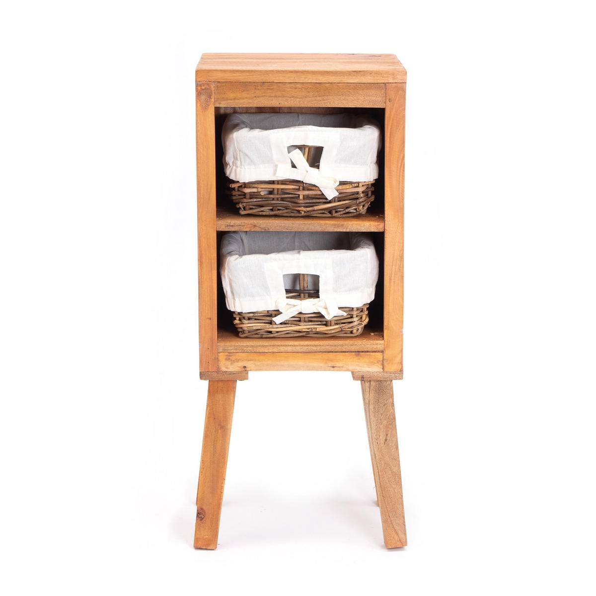 KOMMODE Willi Mahagoni Massivholz, 2 Körbe naturfarben - Naturfarben, Holz (27/32.5/78cm) - CREEDWOOD