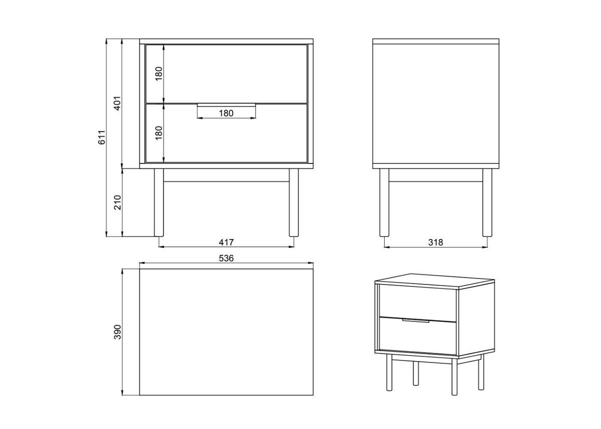 NACHTTISCH Viviaro Schwarz 54 cm - Goldfarben/Schwarz, Holz/Holzwerkstoff (54/61/39cm) - Selsey