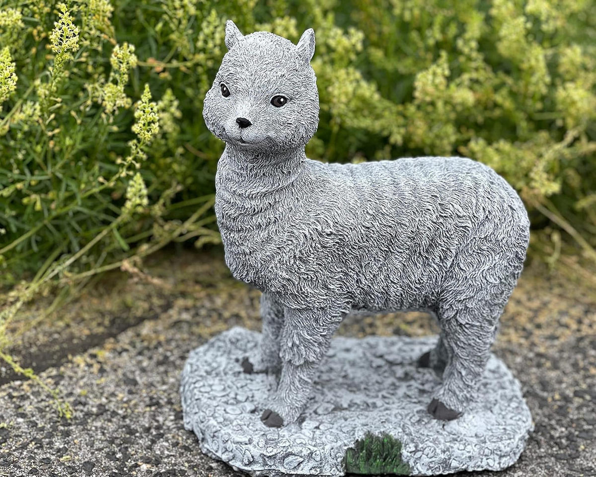 STEINFIGUR Alpaka frostfest Steinguss Gartenfigur wetterfest - Grau, Stein (22/30/18cm) - stoneandstyle