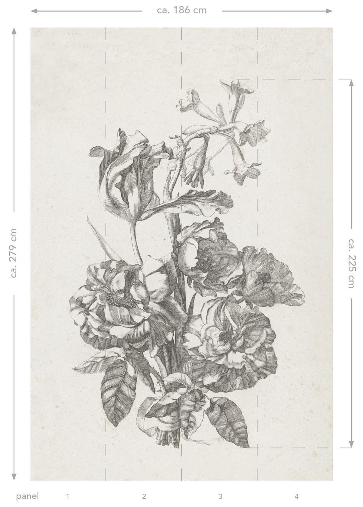 FOTOTAPETE Blumenstillleben 186 x 279 cm - Schwarz, Papier (186/279cm) - ESTAhome