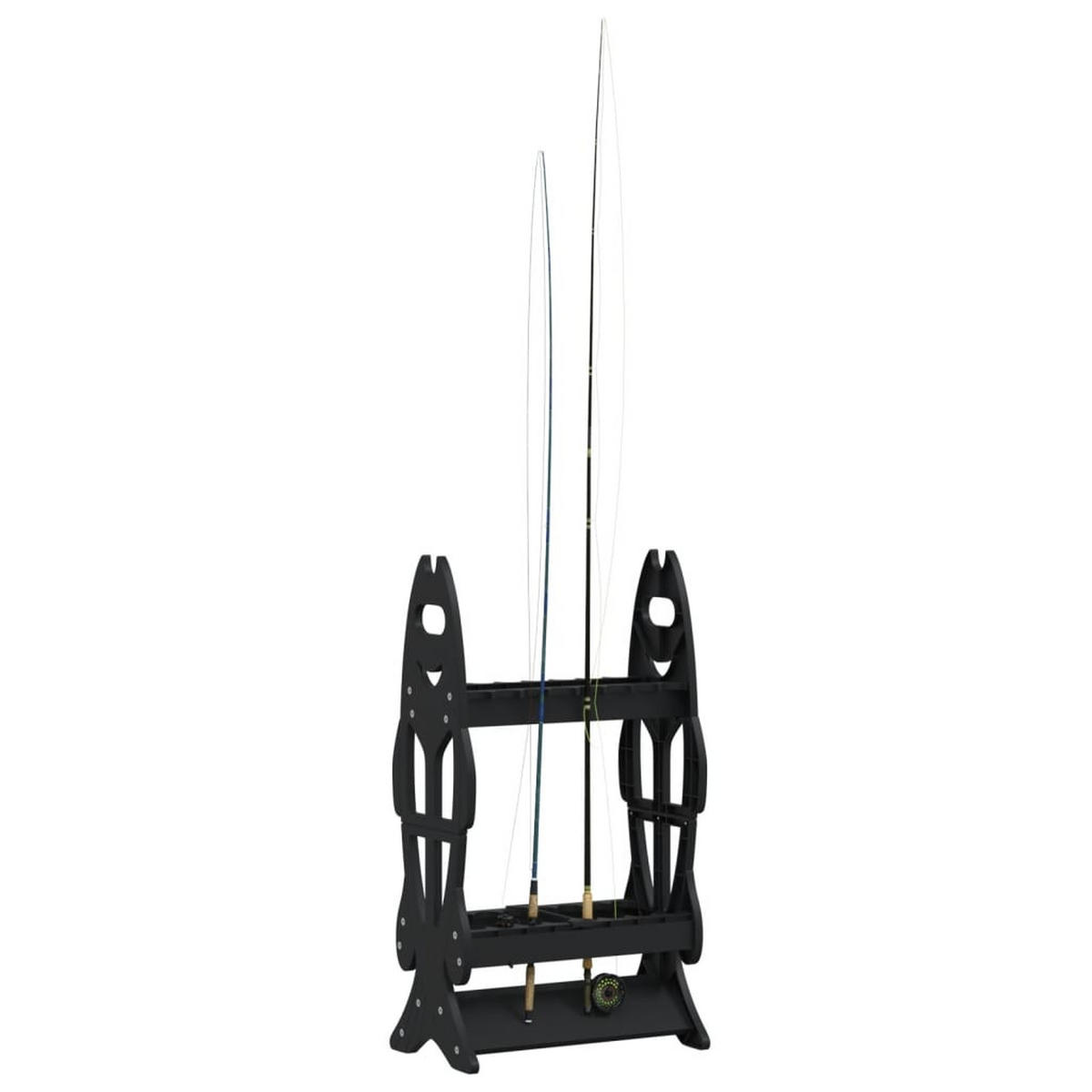 RUTENSTÄNDER Für 16 Angelruten Schwarz - Schwarz, Kunststoff (27/80/44cm) - vidaXL