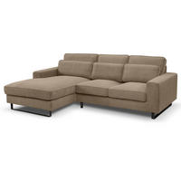 SOFA braun Cord 276 cm, Ecksofa 4-Sitzer, L-Sofa Ottomane links - Schwarz/Braun, Holz/Textil (276/183cm) - Inn.Furn