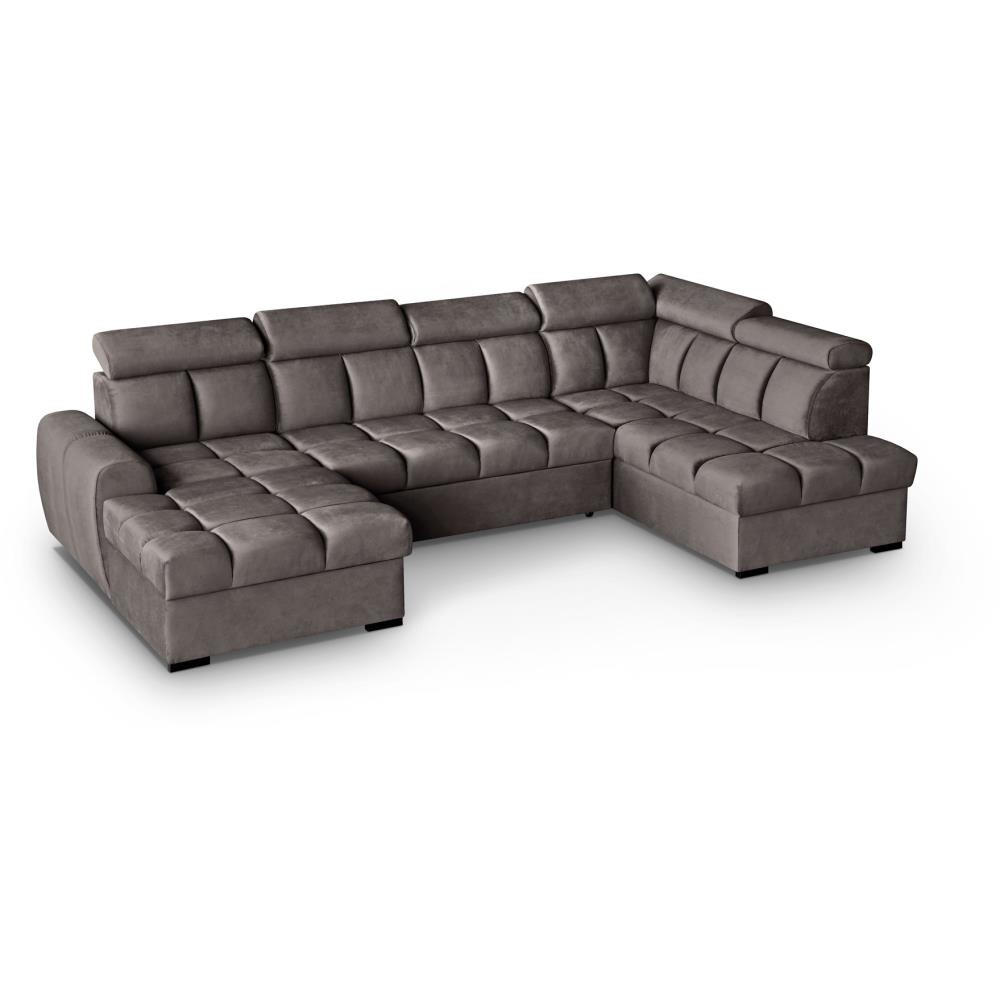 WOHNLANDSCHAFT Gomez U mit Schlaffunktion braun rechts - Braun, Textil (330/102/195cm) - Beautysofa