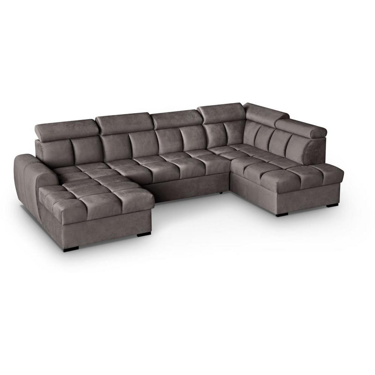 WOHNLANDSCHAFT Gomez U mit Schlaffunktion braun rechts - Braun, Textil (330/102/195cm) - Beautysofa