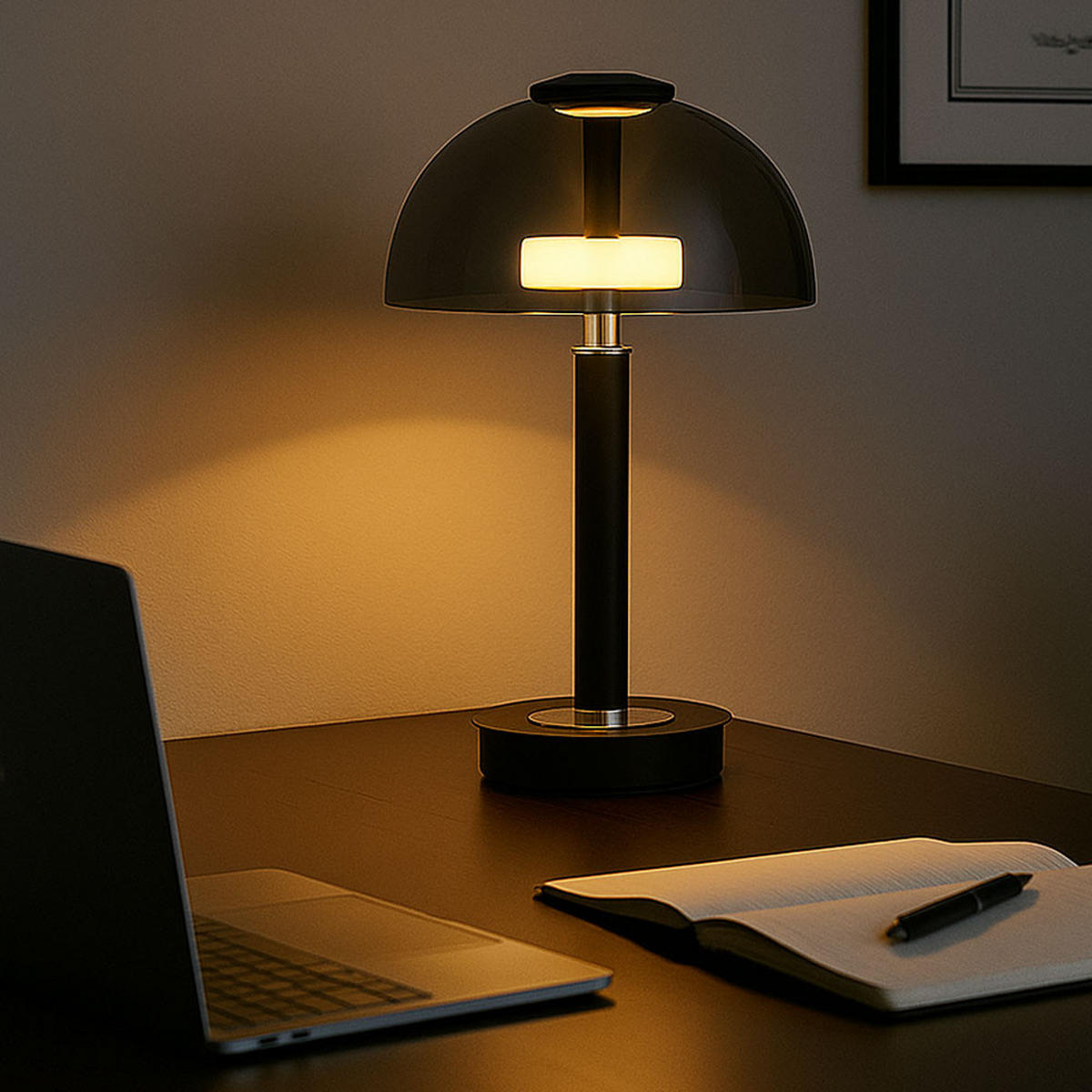 LED TISCHLEUCHTE Metall Rauchglas Schwarz - Schwarz, Glas (18/18/31.5cm) - Globo Lighting