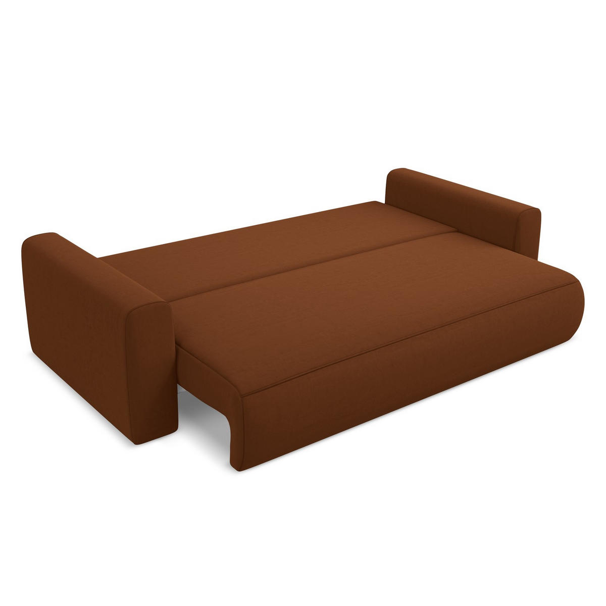 3-SITZER SOFA mit Schlaffunktion Samt Stoff Orange - Terracotta/Schwarz, Kunststoff/Textil (238/82/105cm) - LaMiaSofa