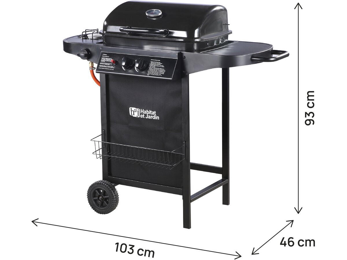 GASGRILL party 3 Schwarz - Grau, Metall (46/93/103cm) - Habitat Garten