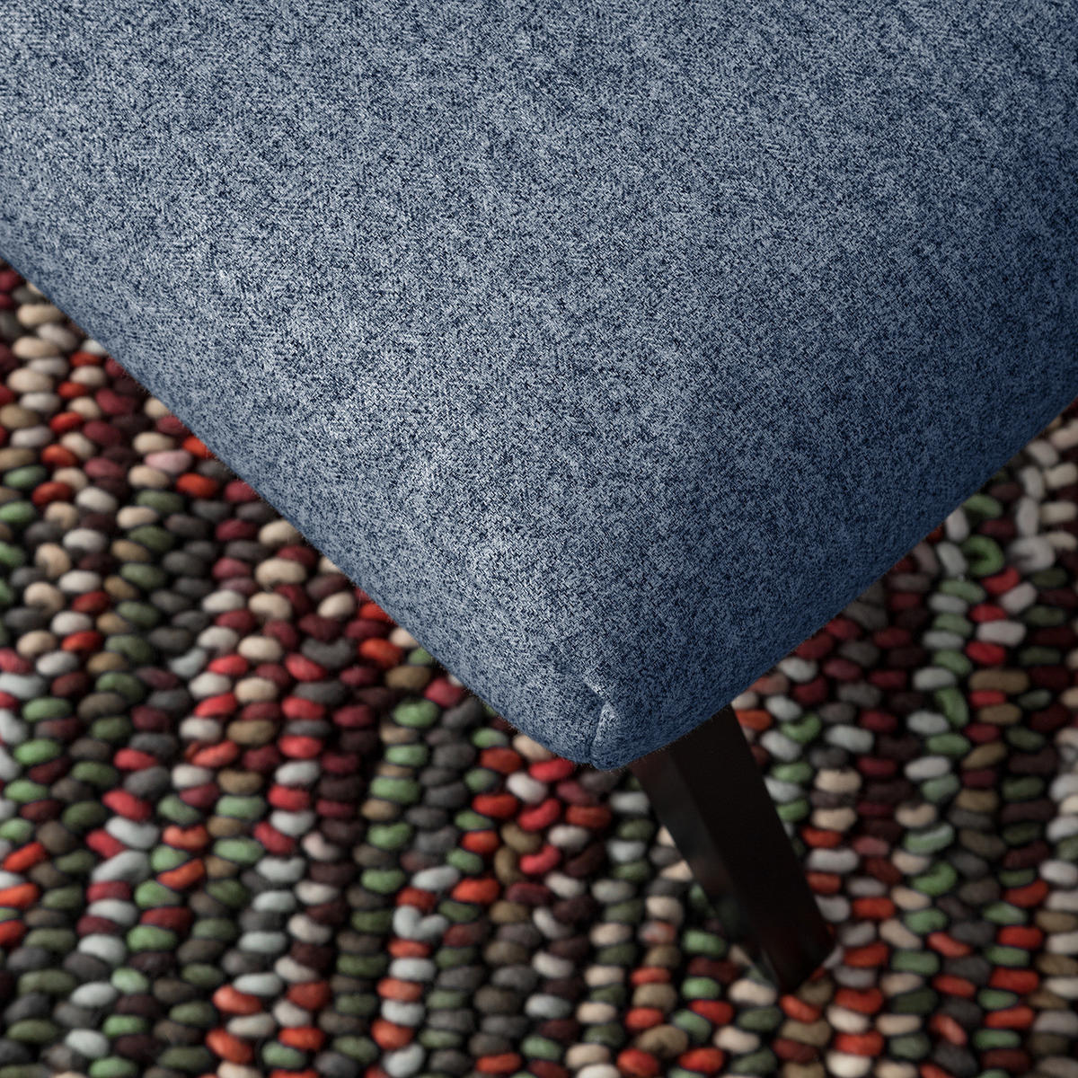 POLSTERHOCKER - Blau/Schwarz, Eichenholz/Textil (54/41/41cm) - home24