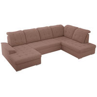 WOHNLANDSCHAFT MADRITO U - Rosa Boucle - Rechts - Silberfarben/Rosa, Textil/Metall (323/89/204cm) - MKS