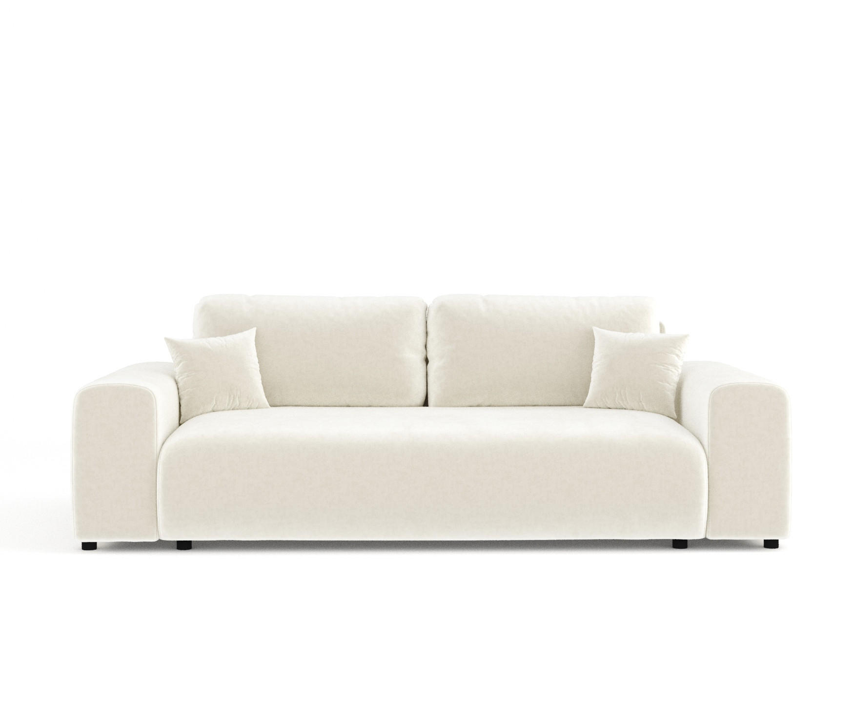 3-SITZER-SOFA Zanzibar Creme Samtstoff - Creme/Schwarz, Holz/Holzwerkstoff (213/79/108cm) - Maison de Reve