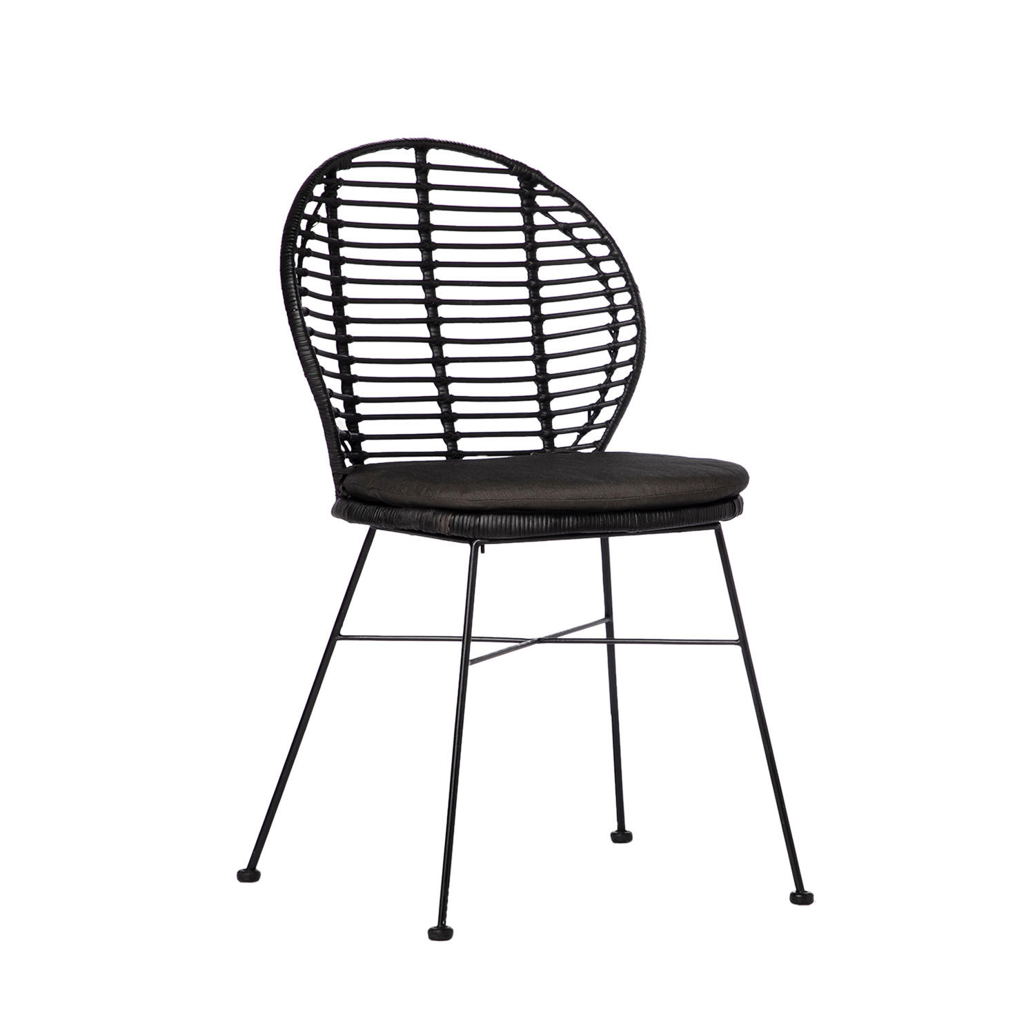 STUHL FÜR DRAUSSEN Kala Schwarz 51 cm x 89 cm - Schwarz, Naturmaterialien (51/89/58cm) - Klast Home