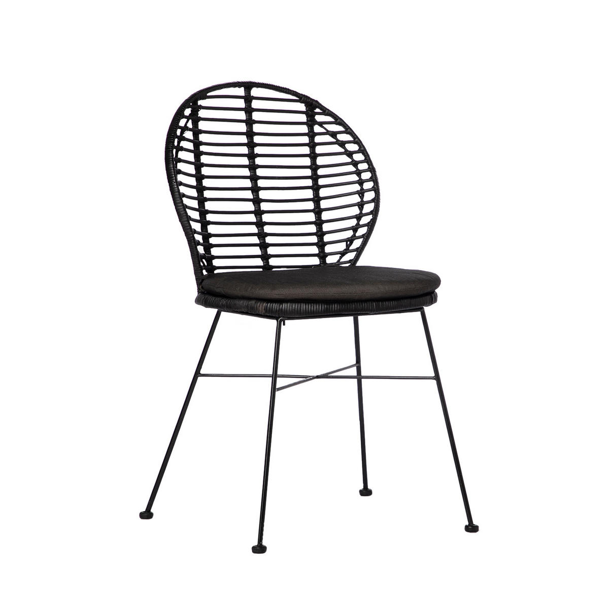 STUHL FÜR DRAUSSEN Kala Schwarz 51 cm x 89 cm - Schwarz, Naturmaterialien (51/89/58cm) - Klast Home