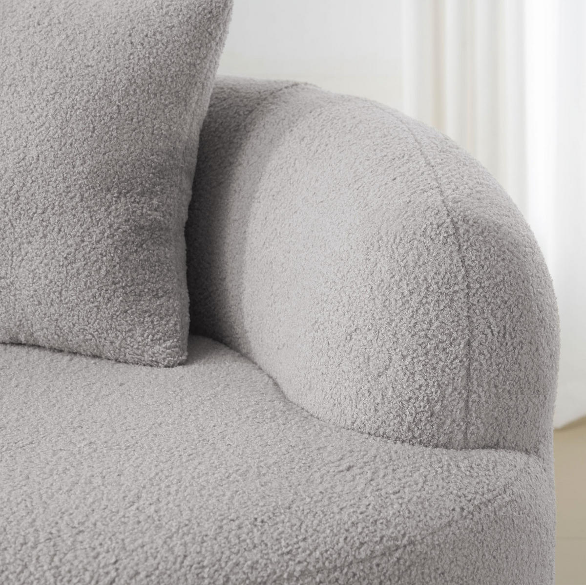 SOFA geschwungen 2-Sitzer Hellgrau - Hellgrau, Kunststoff (170/70/89cm) - Meubliv
