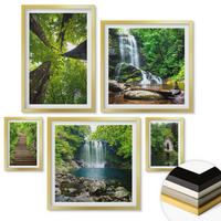 WANDBILDER 5er Set - 50x50 cm & 20x30 cm & 40x60 cm Goldrahmen - Denkmäler Europas in warmen Farben - Goldfarben, Kunststoff (40/60cm) - ArtPrintCave