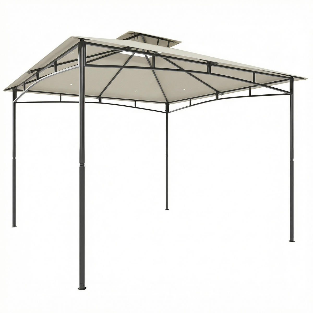 PAVILLON Polyester, Metall Cremeweiß - Dunkelgrau, Textil/Metall (300/285/300cm) - Outsunny