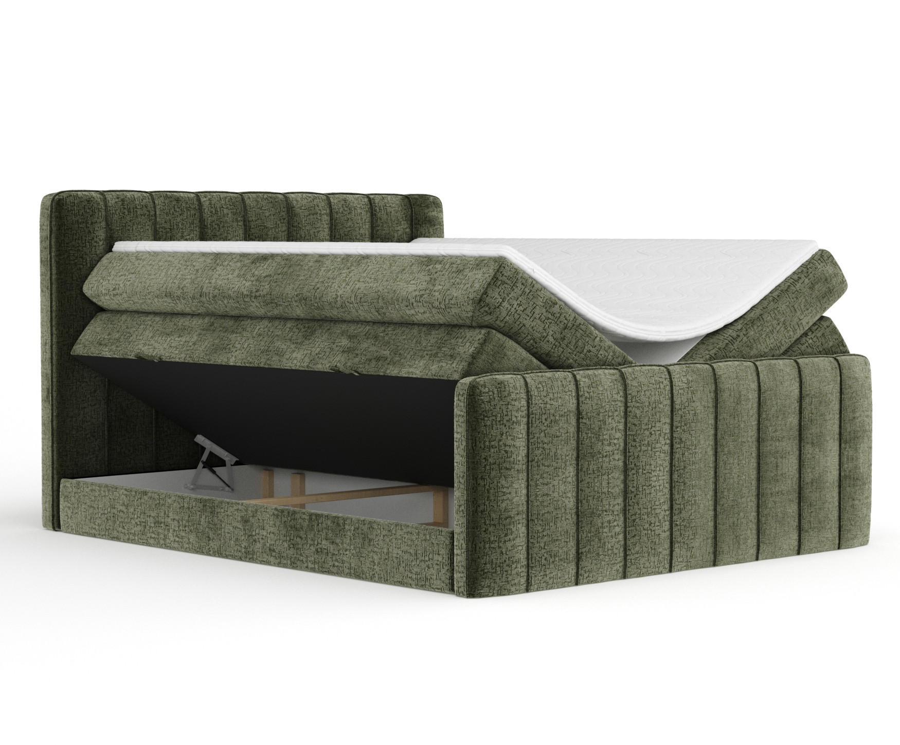 BOXSPRINGBETT Novara Olivenfarbe 160/200 cm - Schwarz/Olivgrün, Holz/Holzwerkstoff (160/200cm) - Maison de Reve