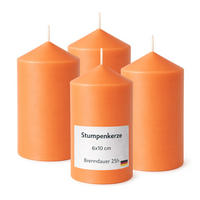 STUMPENKERZEN (4er Pack) Ø6cm x 10cm - Ocker - Dunkelorange, Naturmaterialien (10cm) - HS Candle