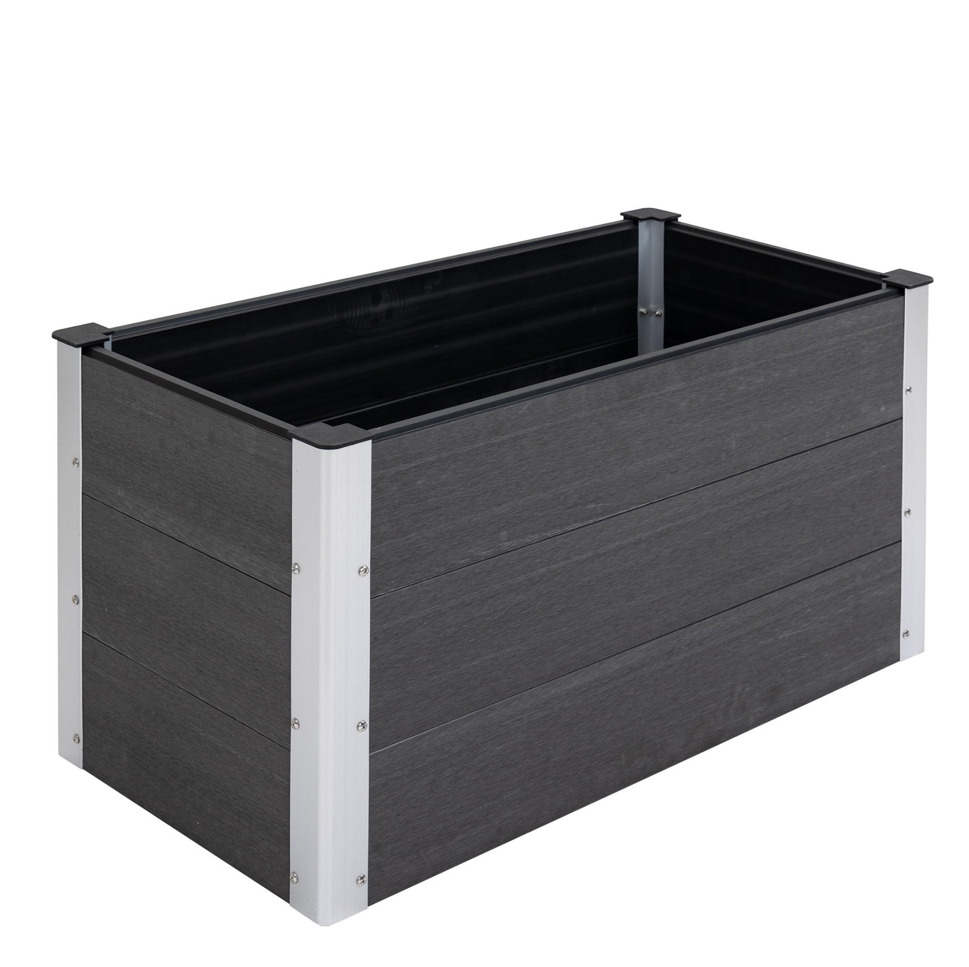 Modfu VYVÝŠENÝ záhon z WPC a hliníku 100x50x55,5 cm šedý bez dna pro snadnou údržbu