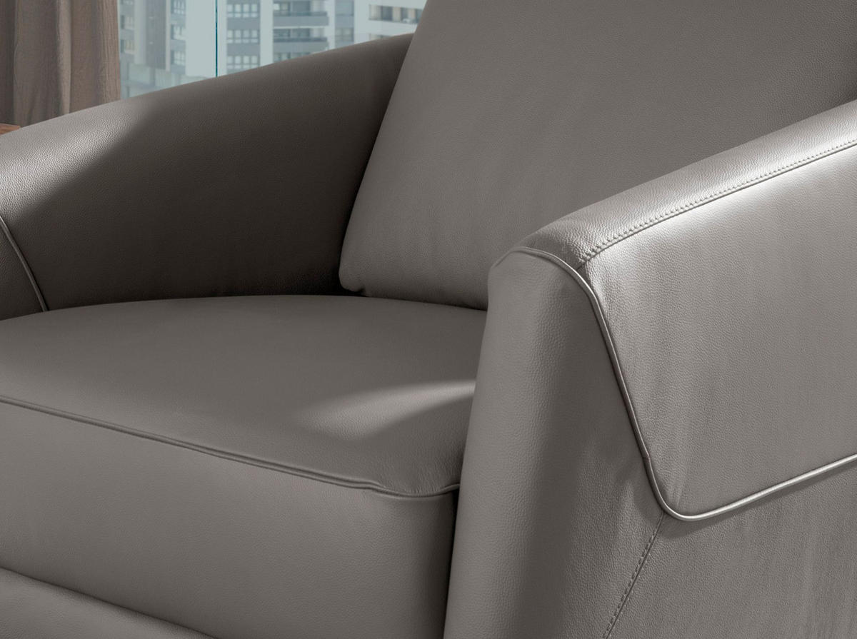 SESSEL Dunkelgrauer Ledersessel 78/80/82 cm - Schwarz/Grau, Leder (78/82/80cm) - ANGEL CERDA