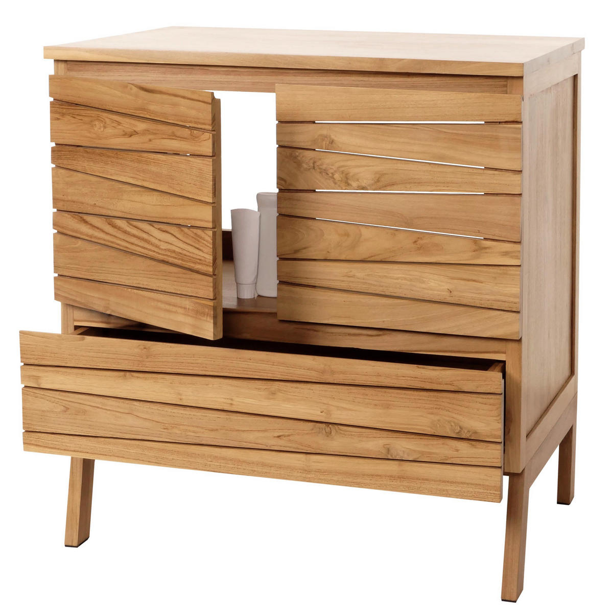 TEAK-WASCHBECKENUNTERSCHRANK Braun - Braun, Holz (81/87/56cm) - MCW