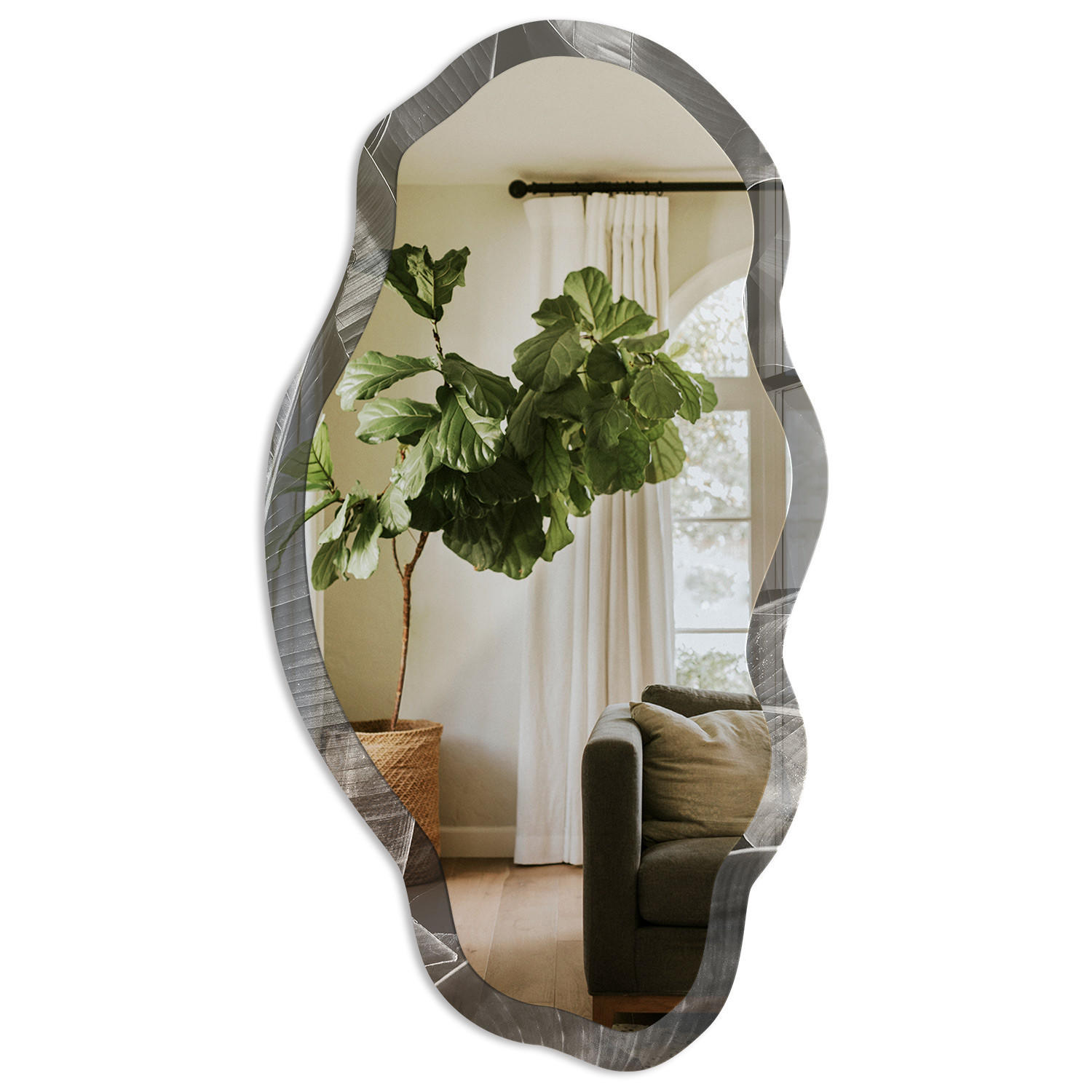 SPIEGEL 90x45 cm asymmetrisch mit Druck - Tropische Eleganz - Transparent, Glas (45/90/0.4cm) - TULUP