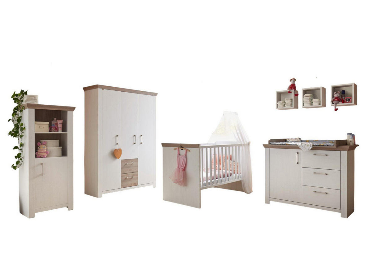 BABYZIMMER komplett Ebony 5-tlg. Babyzimmereinrichtung Anderson Pinie/Eiche Nelson - Braun, Holz (2/1/1cm) - 58aufmkessel