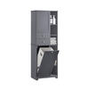 HOCHSCHRANK mit Wäschesack Grau - Grau, Holzwerkstoff (60/170/37cm) - SoBuy