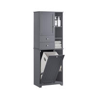 HOCHSCHRANK mit Wäschesack Grau - Grau, Holzwerkstoff (60/170/37cm) - SoBuy
