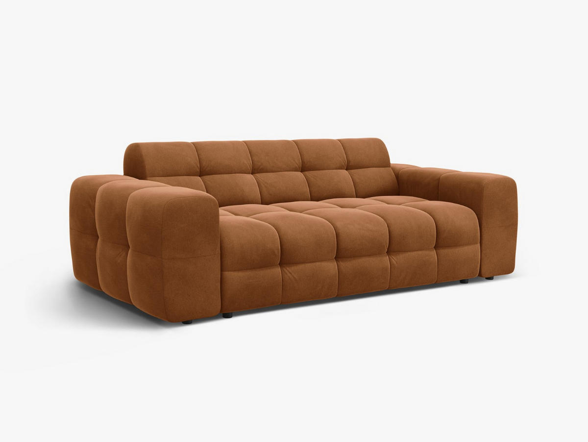 SOFA Kendal aus Samt kamel 3 Sitzplätze - Hellbraun, Textil (103/79/222cm) - Micadoni