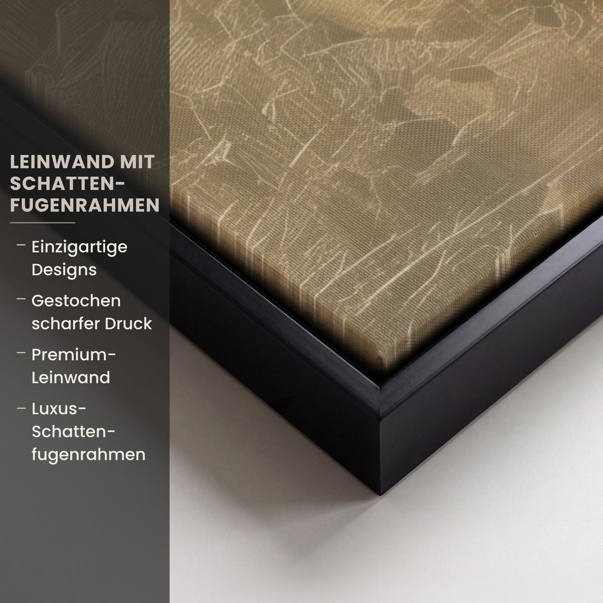 LEINWAND Bilder mit Rahmen - Gesicht - Blumen - Gold - Abstrakt - 70x50 - Goldfarben, Textil (70/50cm) - MuchoWow