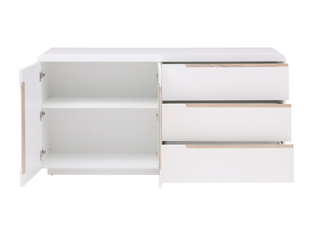 SIDEBOARD mit 2 Türen & 3 Schubladen - Weiß & Holzfarben - NURINI - Weiß, Holz (160/80/39.6cm) - Vente-Unique