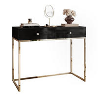 KONSOLE BLANCO mit Schubladen GOLD CHROM Schwarz Hochglanz Kristallgriff - Schwarz Hochglanz, Holzwerkstoff (42/100/81cm) - Lookway