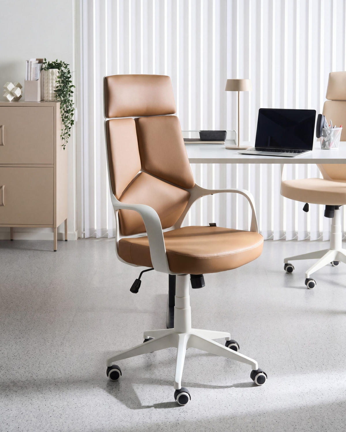 BÜROSTUHL Kunstleder Sandbeige Delight - Sandfarben, Textil (64/116/64cm) - Beliani