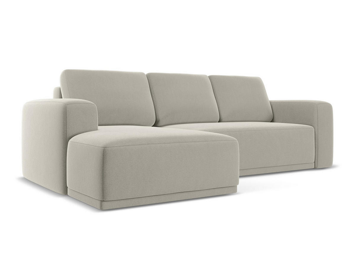 ECKSOFA mit Schlaffunktion Samt Stoff Creme - Perlmutt/Creme, Kunststoff/Textil (258/160cm) - Makamii