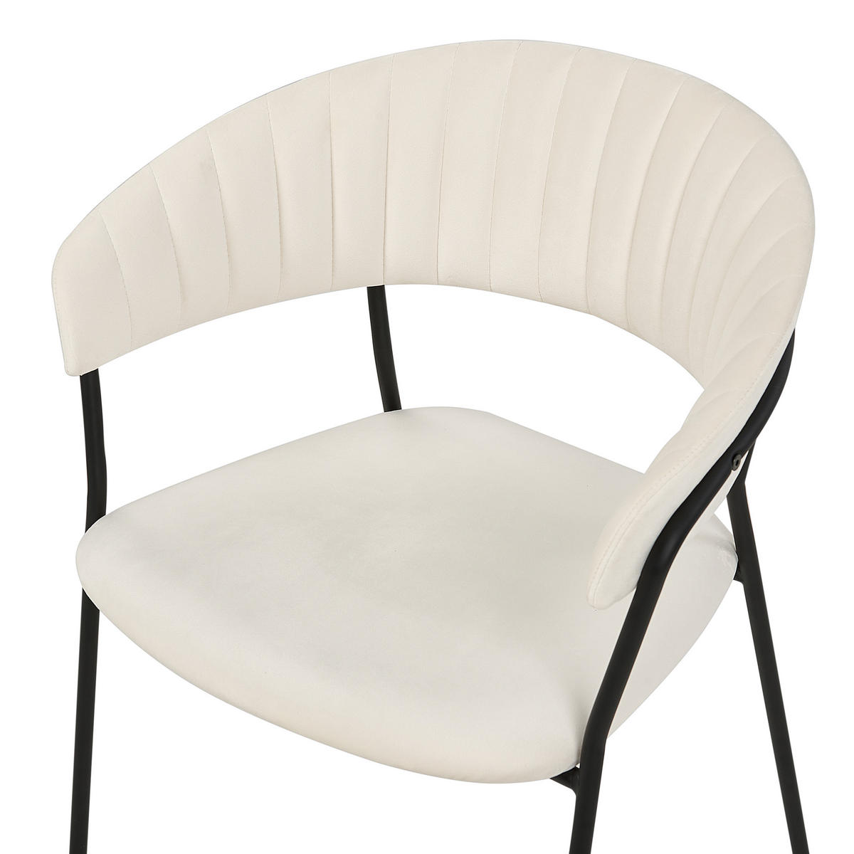 STUHL 2er-Set Samtstoff Weiß Mariposa - Weiß, Textil/Metall (55/78/55cm) - Beliani