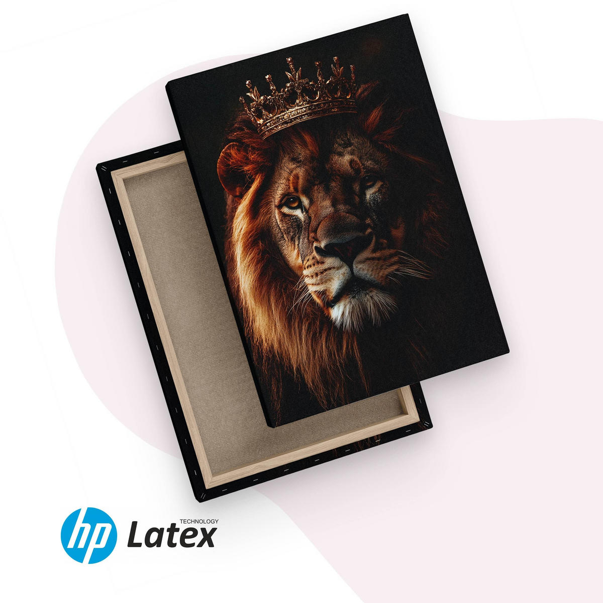 LEINWANDBILD Löwen König Abstraktion 3D Effekt 80cm x 120cm - Beige/Schwarz, Textil (80/120cm) - Muralo