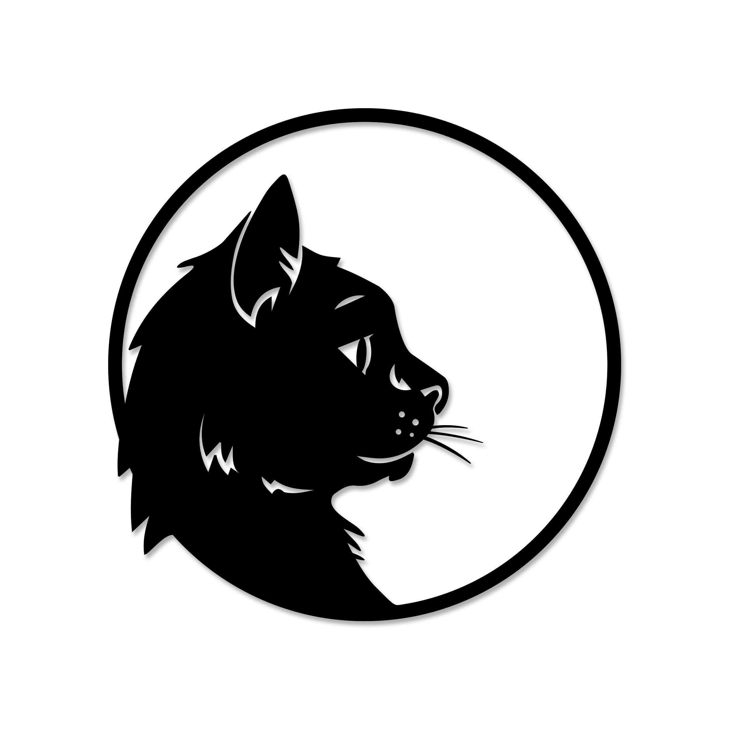 WANDDEKORATION Metall Nr. 24 Cat Profile Schwarz 46/3/46 cm - Schwarz, Metall (46/46/3cm) - Decortie