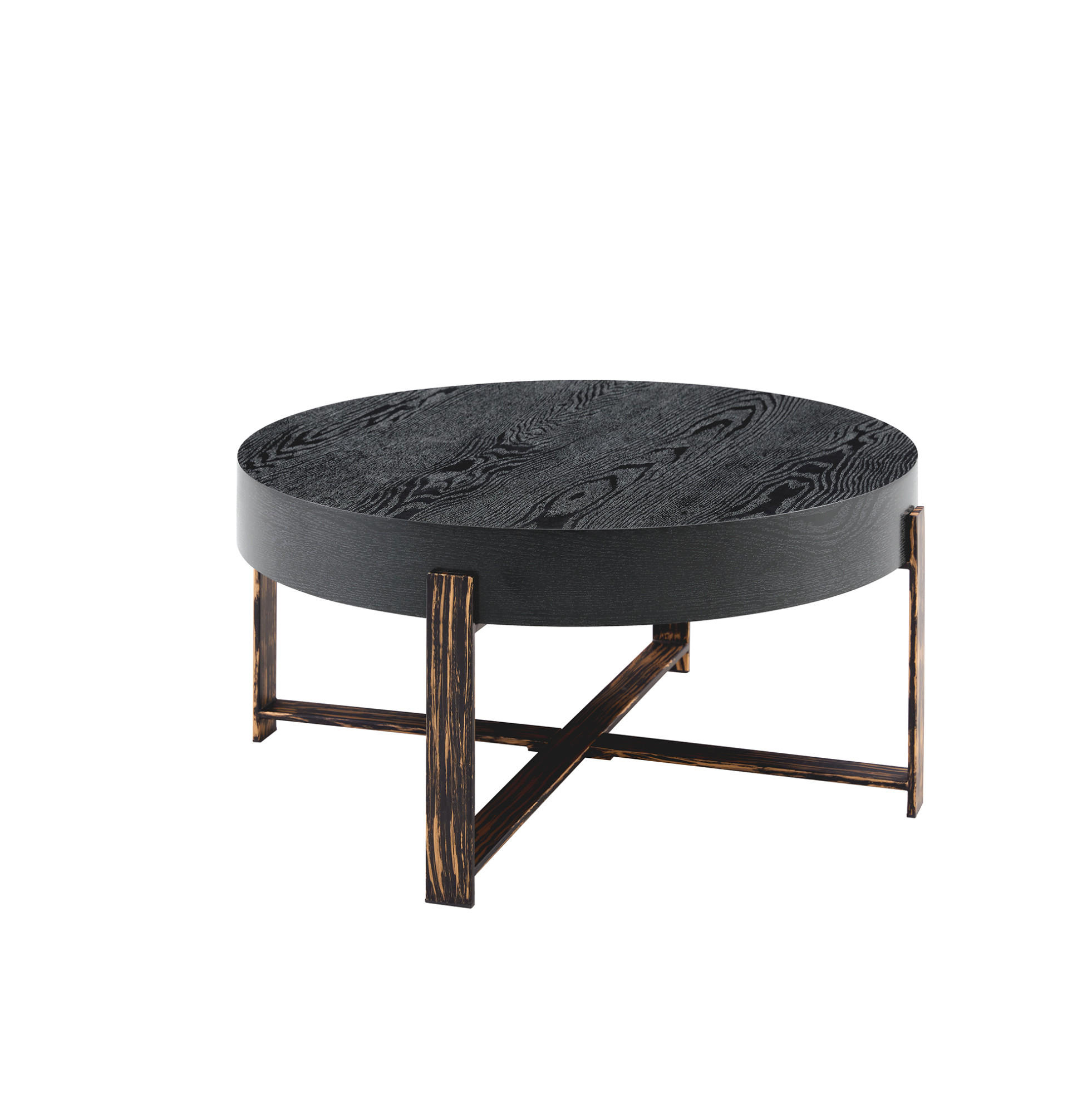 COUCHTISCH 68 cm in Schwarz aus MDF und Metall mit Kreuzgestell - Schwarz, Holzwerkstoff (68/68/36cm) - OKMYHOME