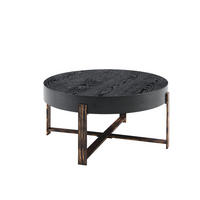 COUCHTISCH 68 cm in Schwarz aus MDF und Metall mit Kreuzgestell - Schwarz, Holzwerkstoff (68/68/36cm) - OKMYHOME