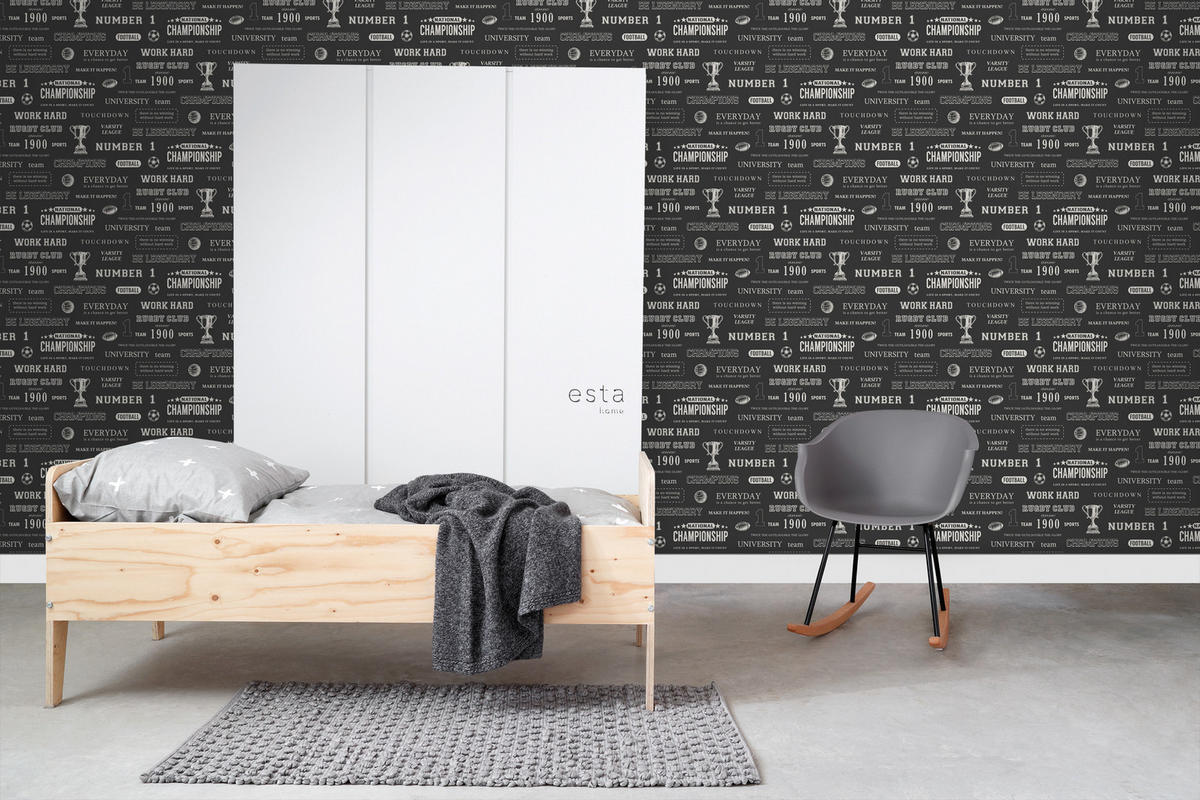 TAPETE sportliche Sprüche 53 cm x 10.05 m - Schwarz, Papier (53/1000cm) - ESTAhome