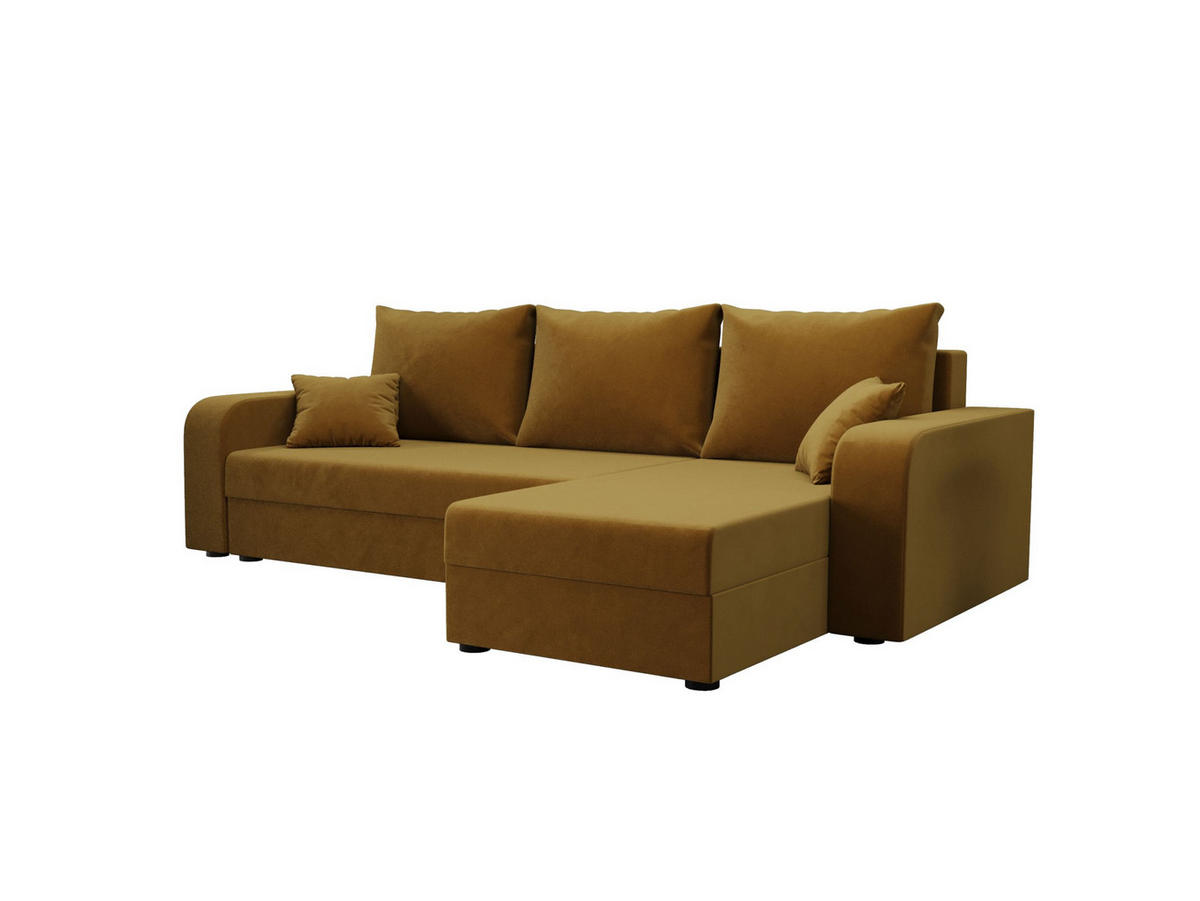 ECKSOFA HEWLET L BIS Itaka 33 Rechts mit Schlaffunktion - Currygelb, Textil (240/140cm) - Bedante